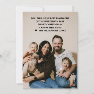 Funny Family Photo Umpteenth Take POV Christmas Holiday Card