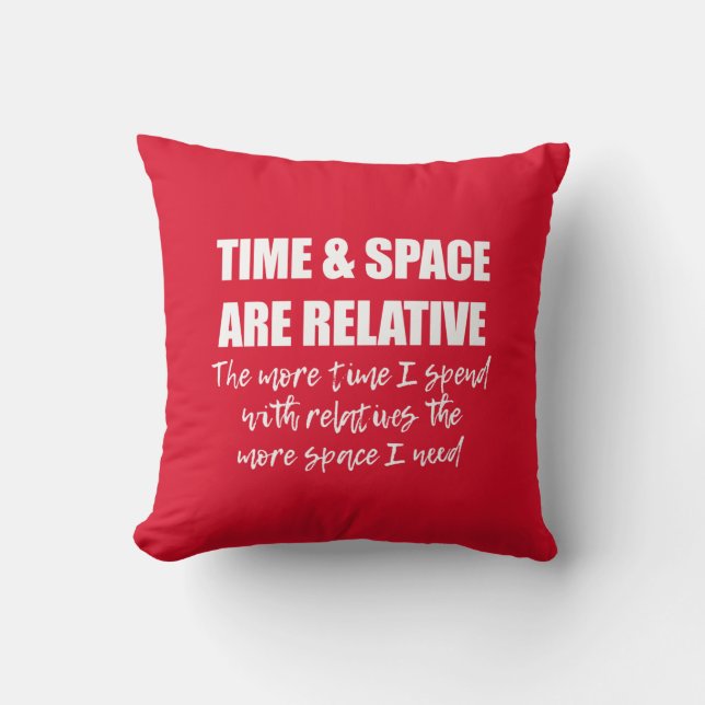Funny Family Quote Science Typography Red Throw Pillow (Front)