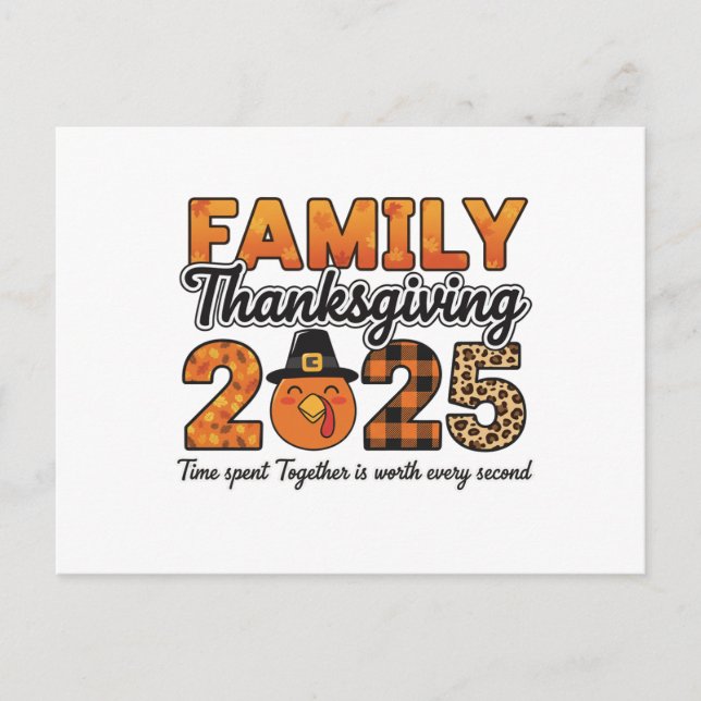 Funny Family Thanksgiving 2025 Postcard (Front)
