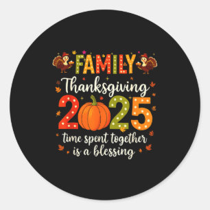 Funny Family Thanksgiving 2025 Shirt - Cute Pumpki Classic Round Sticker