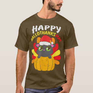 Funny Family Thanksgiving Happy Hallothanksmas Tur T-Shirt