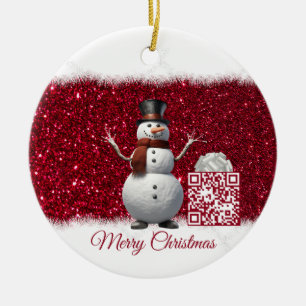 Funny Family Video and Photo Ornament- Snowman Ceramic Ornament