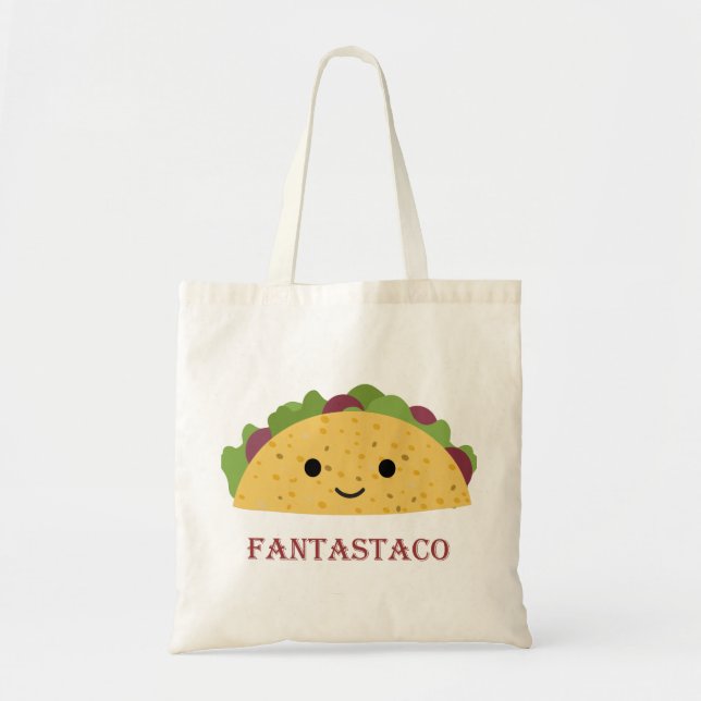 Funny Fantastaco Taco Pun Cute Kawaii Taco Tote Bag (Front)