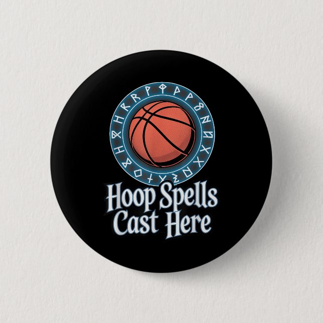 Funny Fantasy Basketball Spell League Draught Game 2 Inch Round Button (Front)
