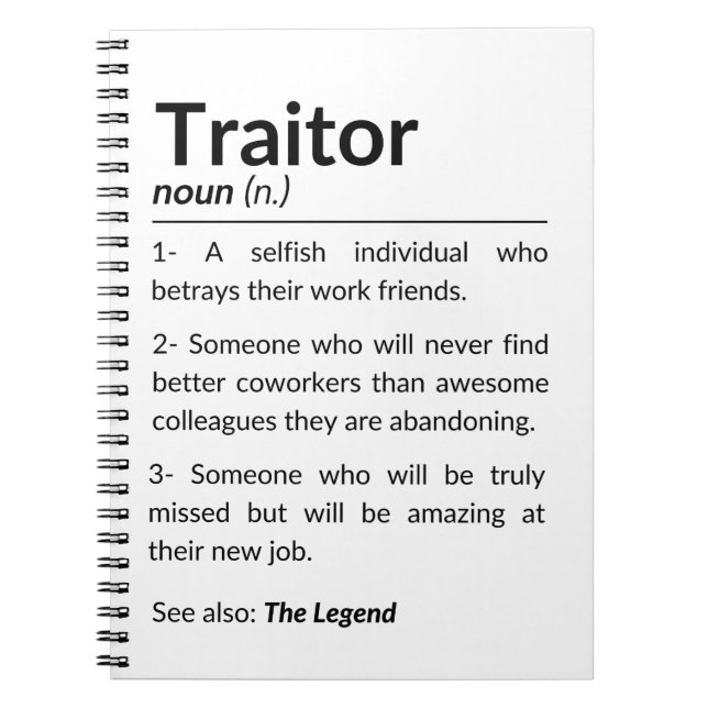 Funny farewell coworker, colleague leaving job notebook (Front)