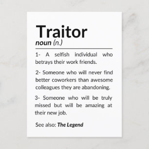 Funny farewell coworker, colleague leaving job postcard