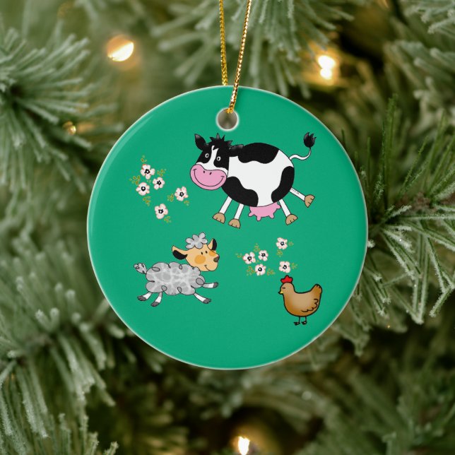 funny farm animals ceramic ornament (Tree)