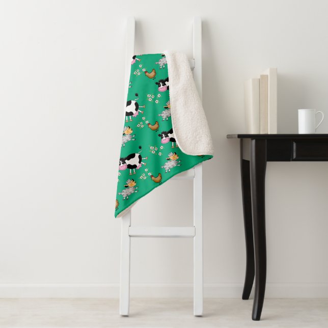 funny farm animals sherpa blanket (In Situ)