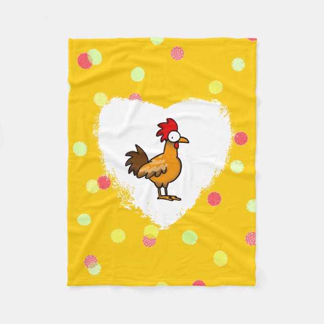funny farm chicken rooster fleece blanket (Front)