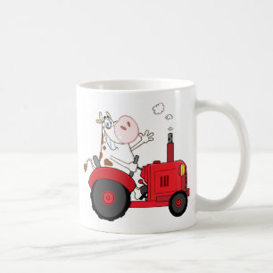 Funny Farm Cow on tractor personalized Coffee Mug