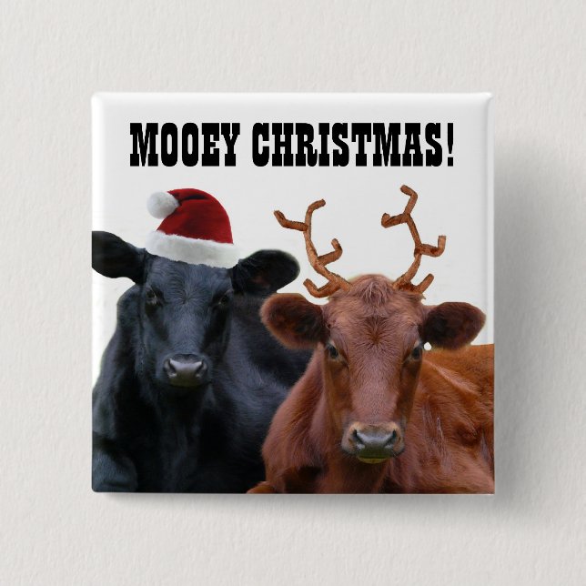Funny Farm Mooey Christmas Cows Button (Front)