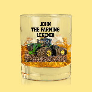 Funny Farm Tractor Heavy Equipment Operator Whiskey Glass