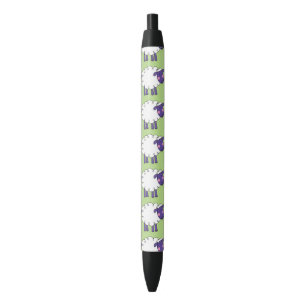 funny farm woolly sheep black ink pen
