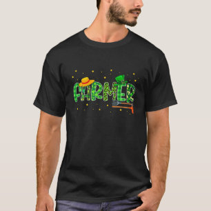 Funny Farmer Jobs Lover St Patrick Day Leopard Pla T-Shirt