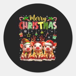 Funny Farmer Merry Christmas Reindeer Santa Gs Fam Classic Round Sticker