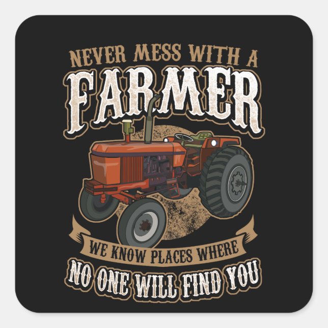 Funny Farmer Square Sticker (Front)
