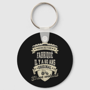 Funny Farmer Tractor Birthday 60 Years Old Quotes Keychain