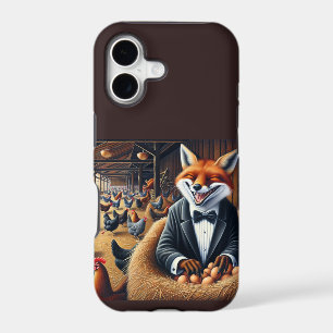 Funny Farmhouse Art Fox in Hen House Stealing Eggs