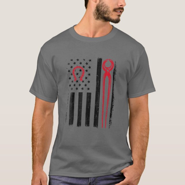 Funny Farrier Gift For Men Cool Farrier Tools Amer T-Shirt (Front)