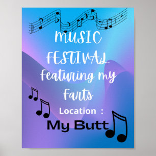 Funny fart humor music festival poster