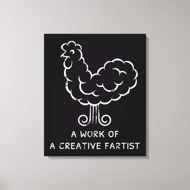 Funny Fart Rooster Cool Crazy Chicken Graphic Joke Canvas Print (Front)