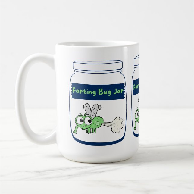 Funny farting Bug Jar Coffee Mug (Left)