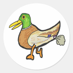 Funny Farting Duck Classic Round Sticker