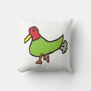 Funny Farting Duck Throw Pillow