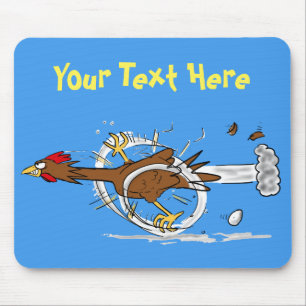 Funny fast chicken running cartoon mouse pad