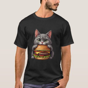Funny Fast Food Cat Burger Lover Cute Cats Cheeseb T-Shirt