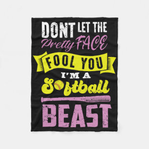 Funny Fastpitch Girls Catcher Softll Game Gift Wom Fleece Blanket