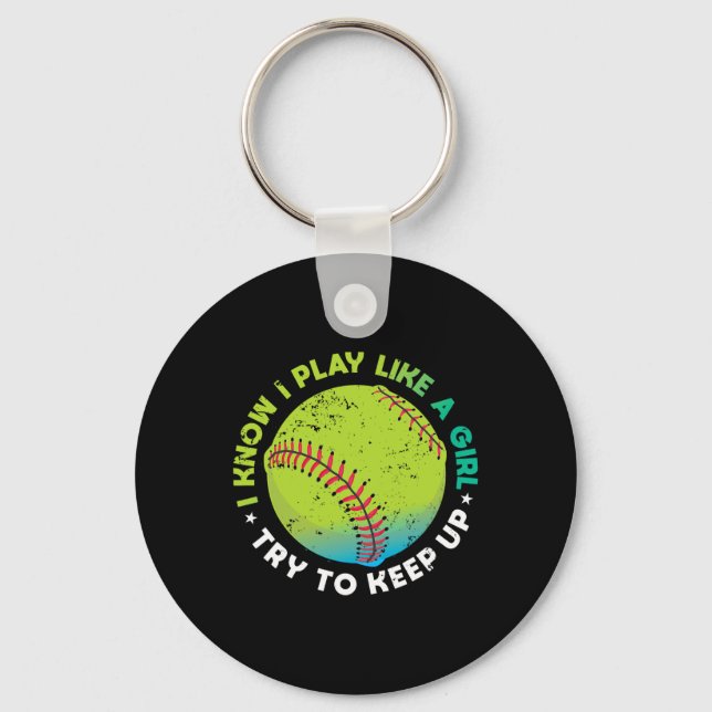 Funny Fastpitch Pitcher Softll Game Gift For Women Keychain (Front)