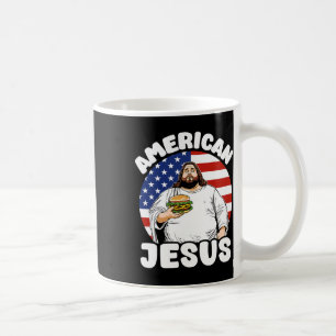 Funny Fat American Jesus Hamburger Sarcastic 4th O Coffee Mug