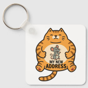 Funny Fat Cat and Mouse Keychain -  Cute Key Ring