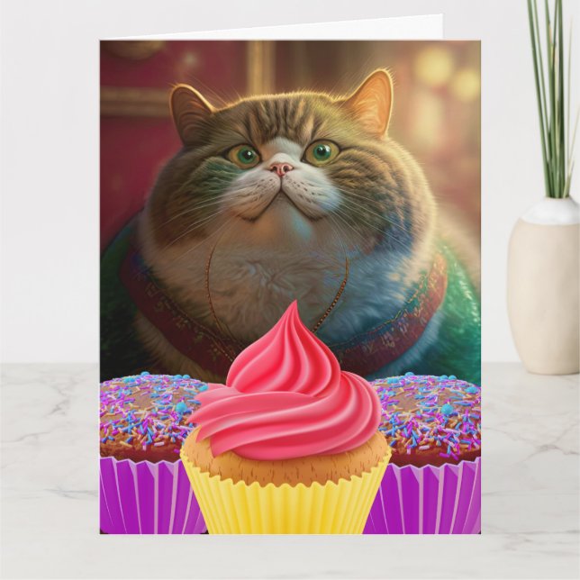 FUNNY FAT CAT  BIRTHDAY GREETING CARD (Front)