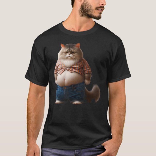 Funny Fat Cat Graphic Fat Kitten Design Chubby Cat T-Shirt (Front)