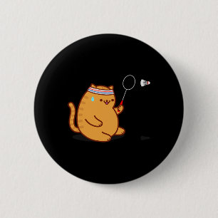 Funny Fat Cat Playing Dminton 2 Inch Round Button