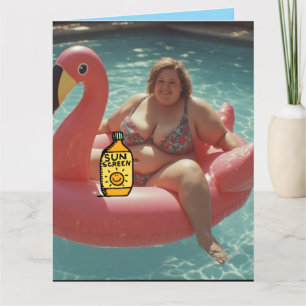 Funny fat lady birthday greeting card