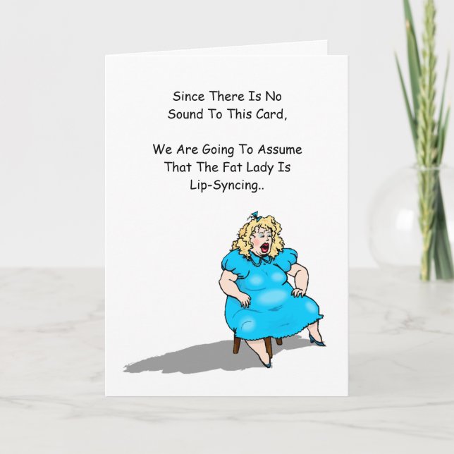 Funny Fat Lady Lip Sync Retirement Congratulations Card (Front)
