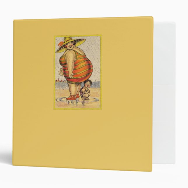 Funny Fat Lady on Beach Binder (Front/Inside)