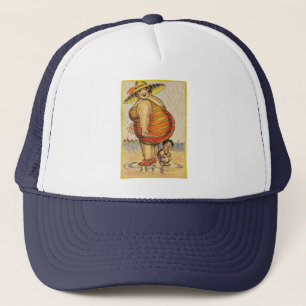 Funny Fat Lady on Beach Trucker Hat