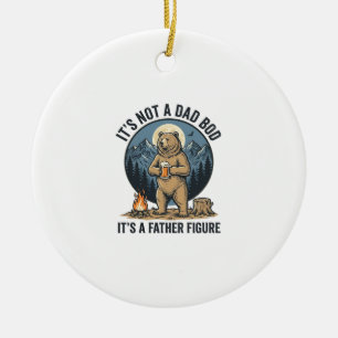 Funny Father Figure Bear Camping Vector Design_1 Ceramic Ornament