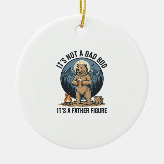 Funny Father Figure Bear Camping Vector Design_1 Ceramic Ornament (Front)