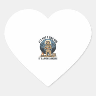 Funny Father Figure Bear Camping Vector Design_1 Heart Sticker