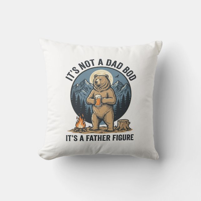 Funny Father Figure Bear Camping Vector Design_1 Throw Pillow (Front)