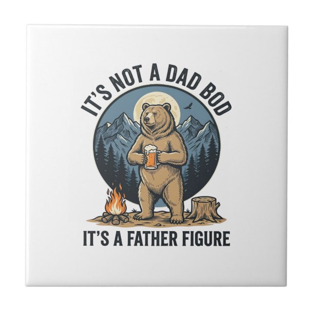 Funny Father Figure Bear Camping Vector Design_1 Tile (Front)