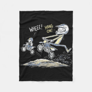 Funny father son dirt bike motocross riding humour fleece blanket