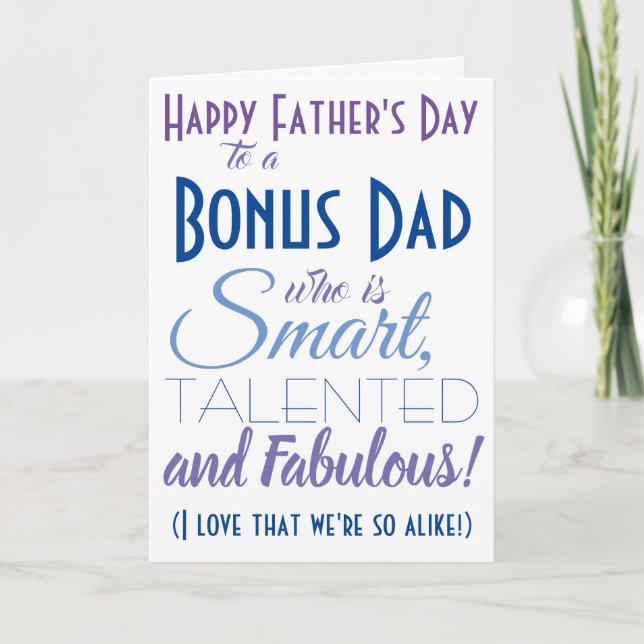 Funny Father's Day Bonus Dad Stepdad Card (Front)
