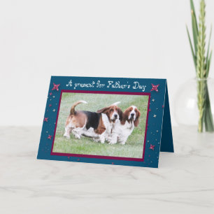 Funny "Father's Day" Card w/Basset Hounds & Stars