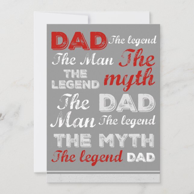  Funny fathers day cards Grey Red Quote Typography (Front)